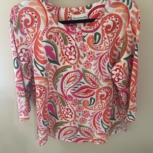 Alfred Dunner Women's Paisley Blouse - Pink, Orange, and Green